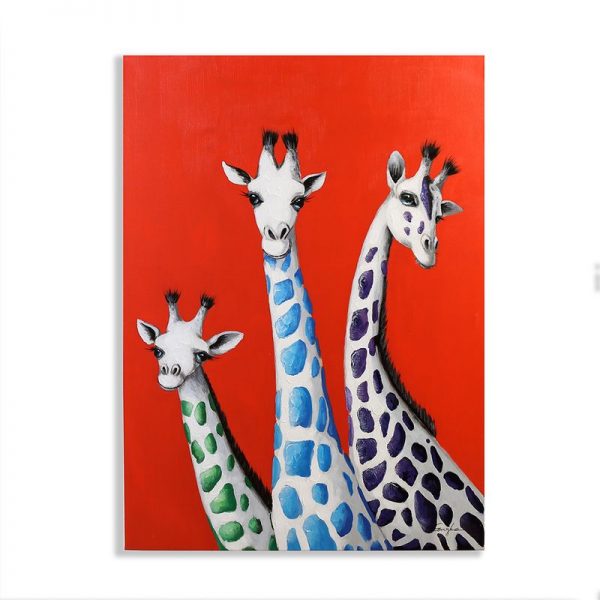 wandbild-oelbild-giraffen
