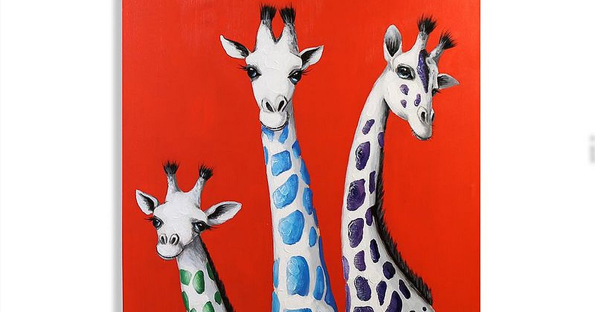Wandbild Ölbild Giraffen - List mit Wohndesign Geschenke